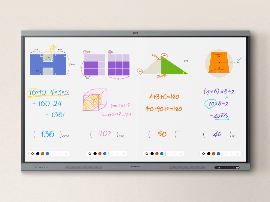 Tampilan layar dalam mode Multi Window: panel kiri menampilkan diagram tata surya lengkap dengan catatan; panel kanan menampilkan browser berisi gambar dan folder